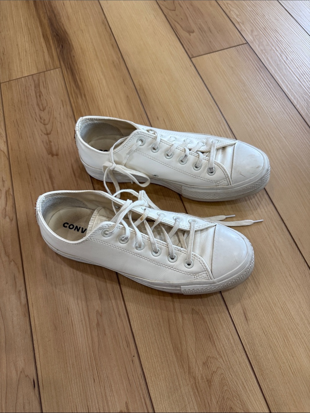 Converse Low-Top Platform Leather Sneakers in White